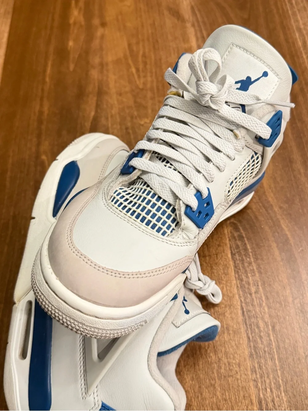 Excellent Air Jordan 4 Retro 2024 Off White/Military Blue GS Sz6Y